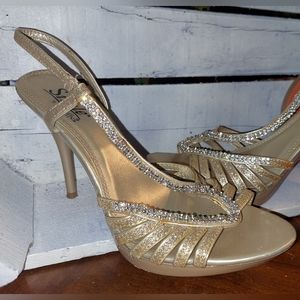 Size 9.5 Sizzle by Coloriffics Gold Rhinestone heels